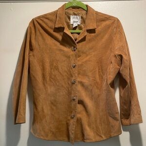 𝅺vintage Vakko Sport Soft Camel Color Suede Button Down 90’s